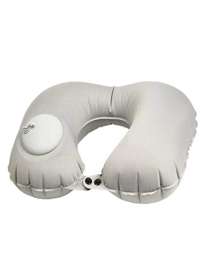 N.C U-Shaped Neck Pillow Travel Pillow for Travel Travel Pillow Soft Velvet Inflatable Pillow for Office, Airplane, Home, Washable, Carry-on, Comfortable and Convenient (Grey) - Image 1